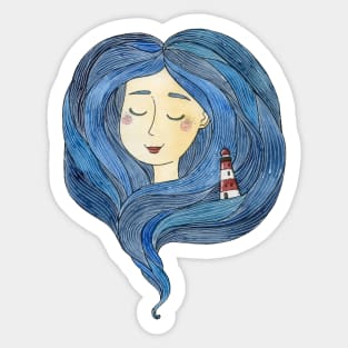 Sea hair Girl Sticker